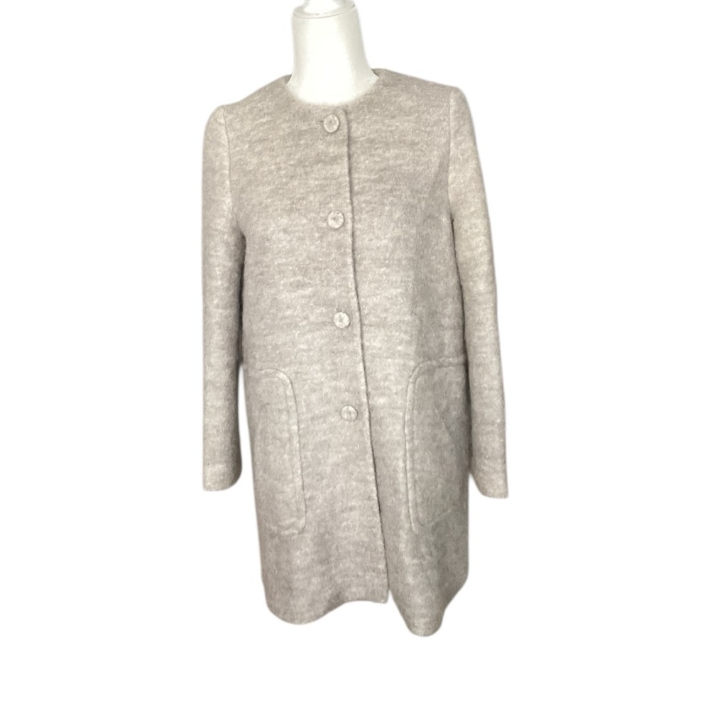 Zara Mid-Length Cream Teddy Pea Coat